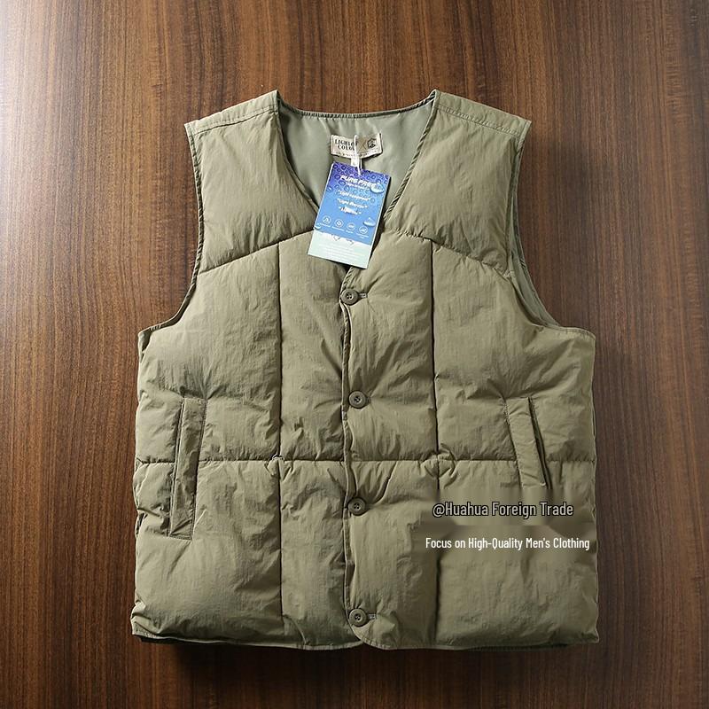 

Mountain Style Cotton Vest - Collarless V-Neck for Autumn/Winter Layering M зелений