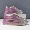 Autumn New Gradient Color Water Diamond White Shoes Fashion Luxury Thick Soled Sports Shoes Designer Casual Flat Shoes