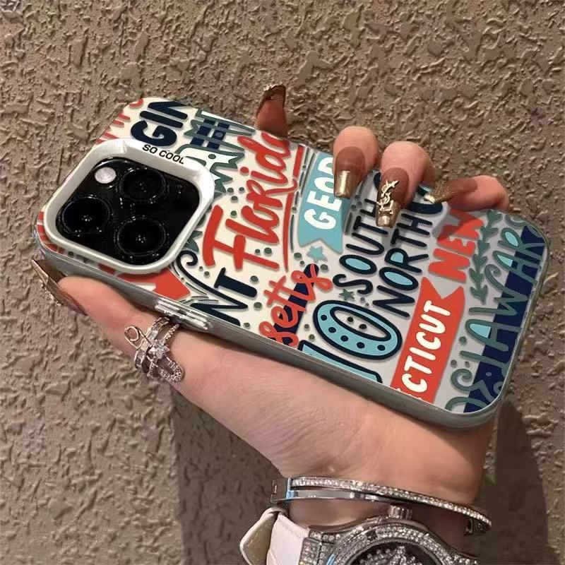 The new model is suitable for iphone17 mobile phone case Apple 15promax/14/13pro/12 trendy cool English 16