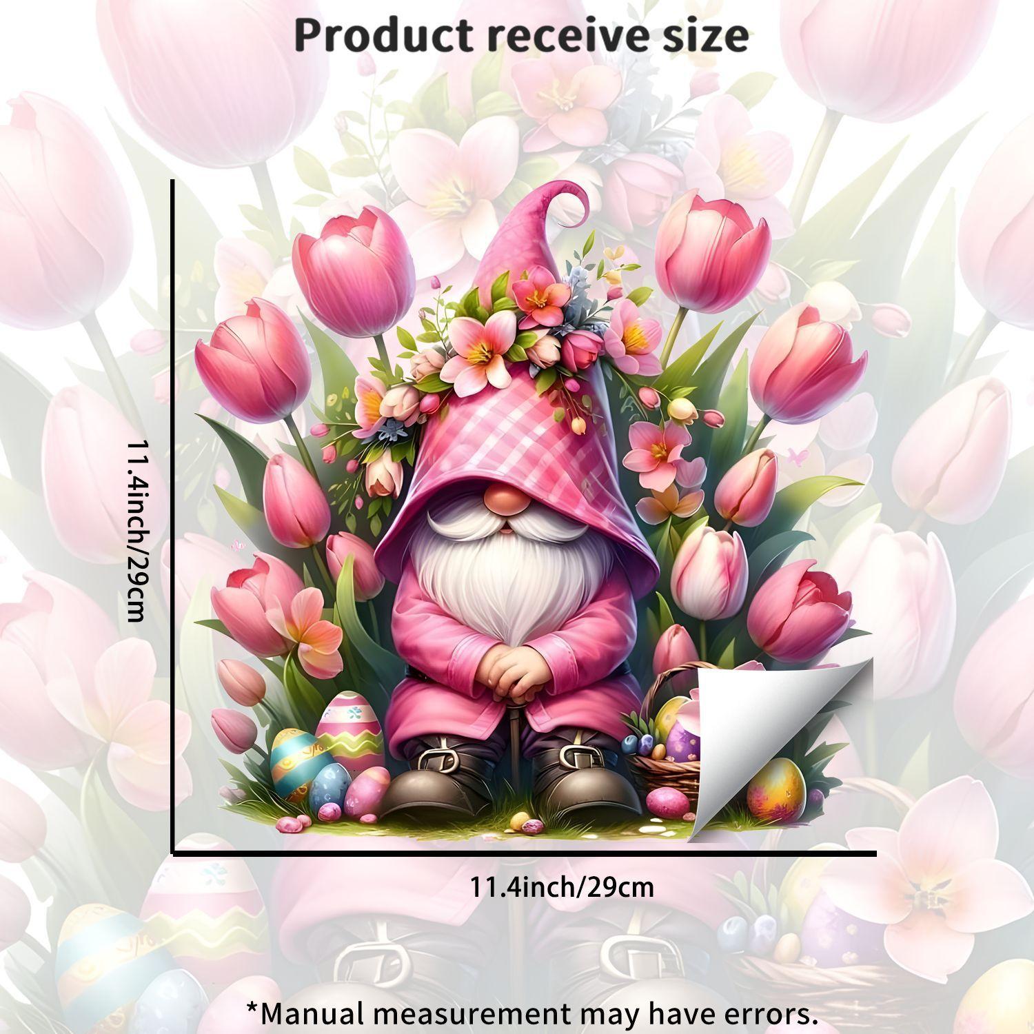 

Pink Gnome Static Cling Glass Sticker for Living Room Bedroom Balcony Window Decor 29x29cm разноцветный