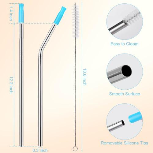 6-Pack of Stanley Metal Straws with Silicone Tips, Stainless Steel Replacement Straws for 40 and 30 Oz. Stanley Tumblers, Reusable Straws with Cleanin