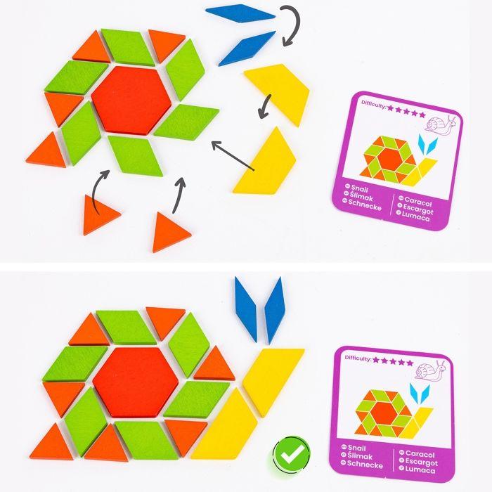 Puzzle en bois éducatif 179 pièces avec 24 cartes multilingues, jeu de mosaïque et logique (GS9054)