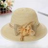 Fashion Sunscreen Beach Hat Casual Sun Cap Bucket Hat Bow Flowers Straw Hat Spring Summer Elegant Foldable Women Wide Brim Hat