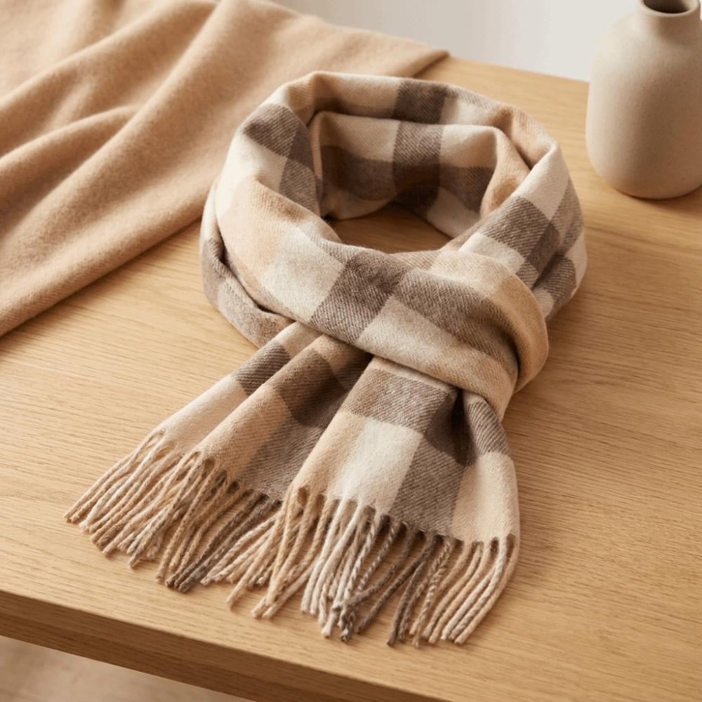 Thickened Plaid Scarf Double-Sided Unisex Scarf Shawl Imitation Cashmere Scarf Outdoor Wear