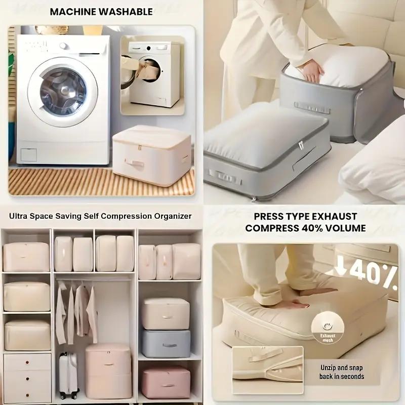 1pc Heavy-Duty Self-Compression Storage Bag,Ultra Space-Saving Organizer for Comforters, Clothes, Blankets,Clothes Storage