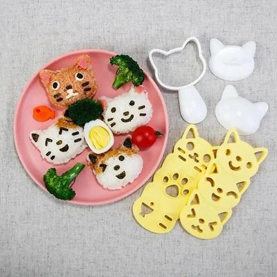 1 Set Silicone Rice Ball Mould Cute Cat Bunny Japanese Style Bento Maker Cooking Tools Sushi Nori Rice Mold Home Kitchen Gadgets