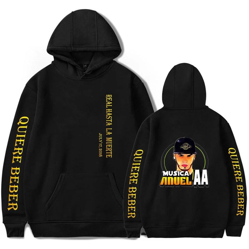 Anuel AA Printed Hoodies Sweatshirt Coat Real Hasta La Muerte casual Tracksuit Costume Unisex Women Clothing Anime Pullover Hoodie
