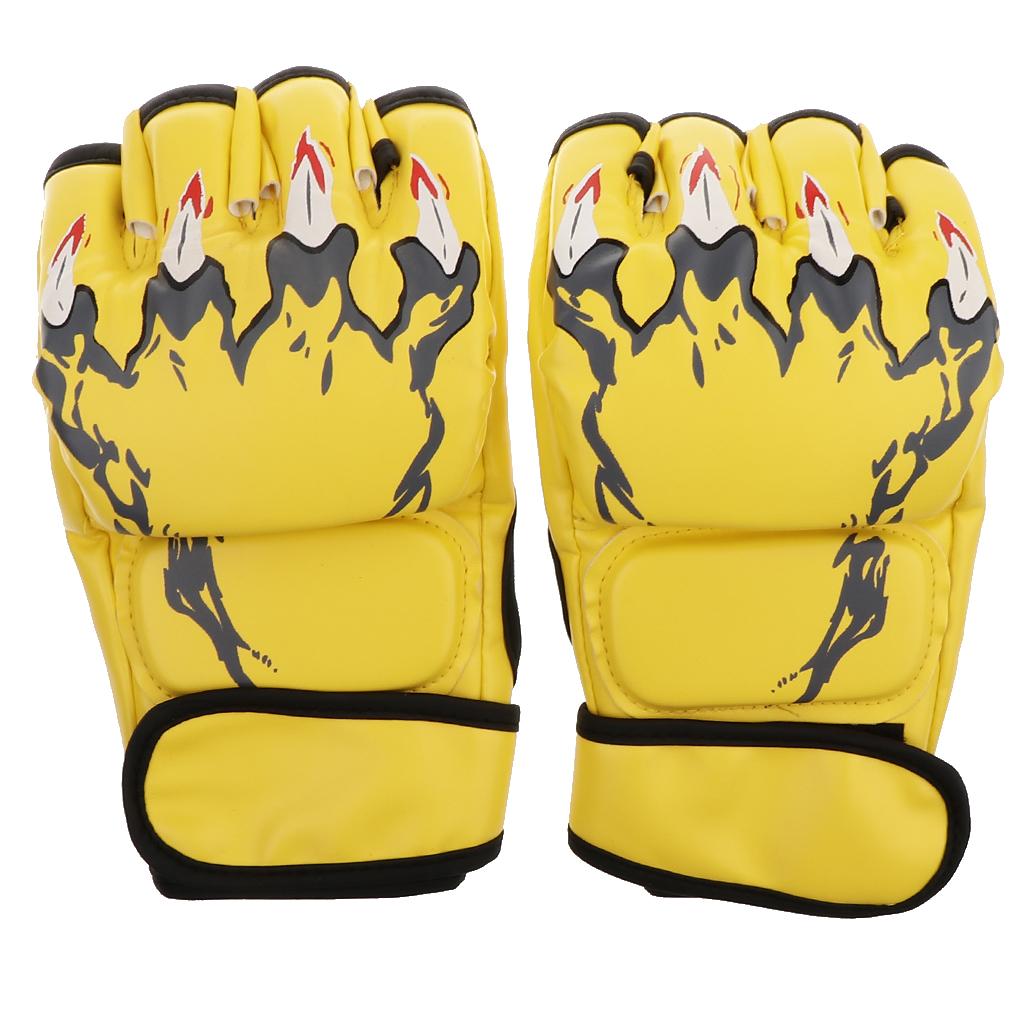 Half Finger Boxing Gloves PU Leather Sparring Mitts Combat Training Padded Gym Gloves for Boxing Bag Workout