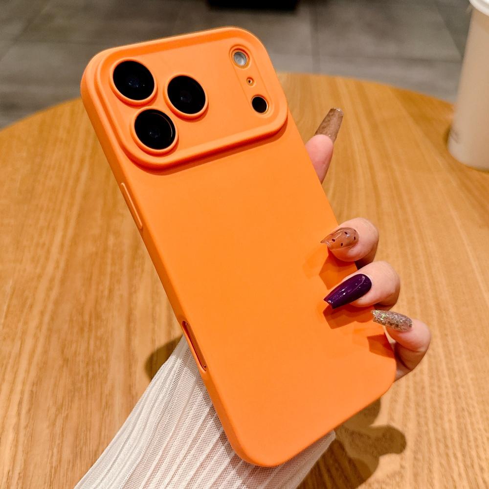 Original Orange Liquid Silicone Phone Case For iPhone 17 Pro Max 16 17 Pro 13 14 15 12 11 Pro Max Candy Matte Shockproof Coque