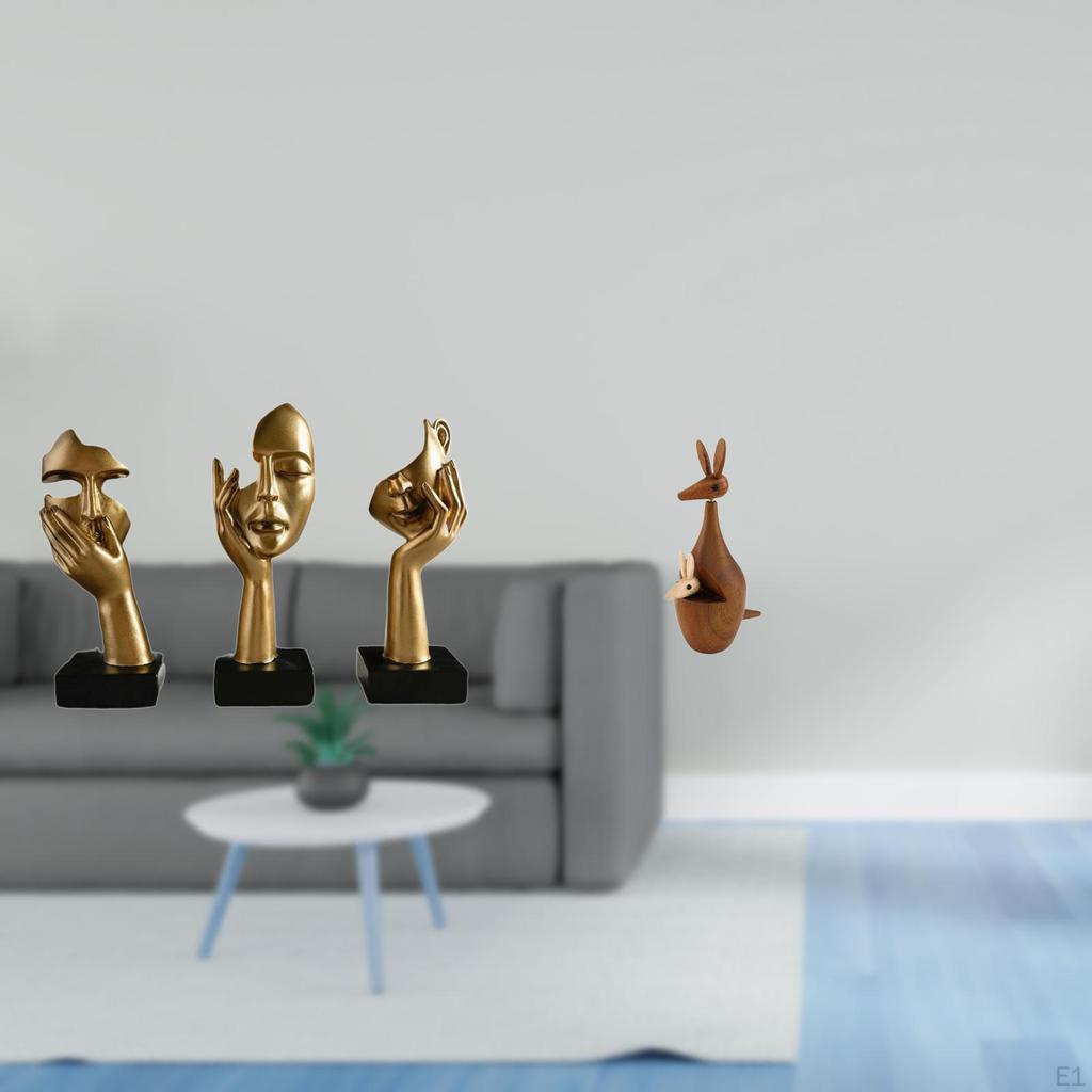 Resin Thinker Statues Abstract Art Sculptures for Office Bookshelf Living Room Animal Figurine