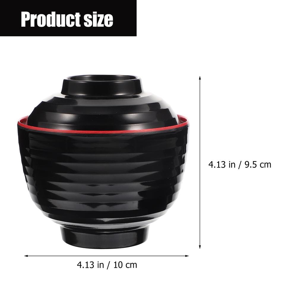 Melaminová miska na polévku miso v japonském stylu s víčkem, servírovací miska na rýži, multifunkční kuchyňská potřeba, vhodná na předkrmy