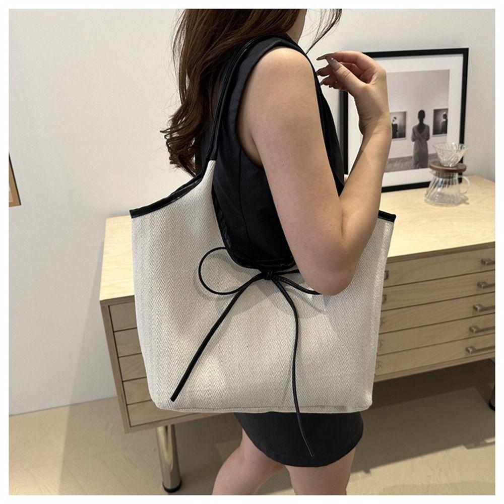 Casual Large Capacity Shoulder Bags Solid Color Portable Canvas Tote Bags Canvas Bag Fashion Solid Color Outdoor Travel Bags