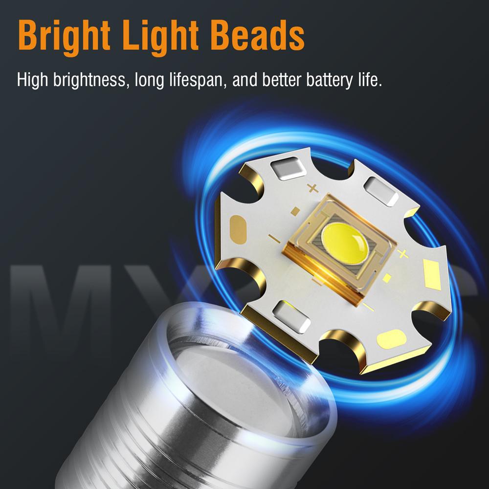 Mini Flashlight Keychain Super Bright Zoom Rechargeable Torch Outdoor Emergency Camping Fishing Work Lights UV Tiki Lamp