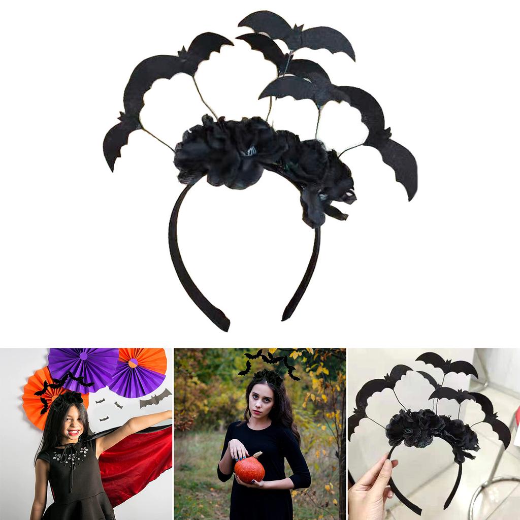 Cute Bat&Flower Decor Hair Hoop Women Spa Wash Face Makeup Headband for Photoshoots Party Hair Accessories