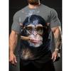 Men Novelty Smoking Gorilla Pattern 3D Print T-Shirt Sports Crew Neck Short Sleeve Tee Casual Summer Oversized T-Shirt Clothes