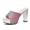 New Women Summer Slippers Fashion Sexy Super Square High Heels Peep Toe Party Shoes Woman Platform Sandals 2019