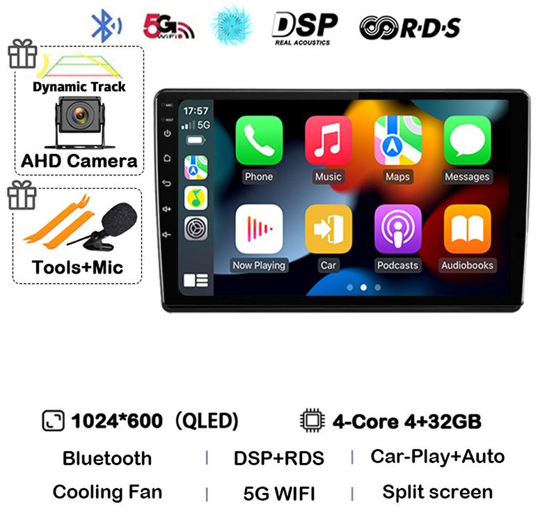 Android 14 Carplay Auto For Skoda Fabia 2 2007-2012 2013 2014 Car Radio GPS Stereo Multimedia Player Head Unit 2 Din WIFI+4G DSP