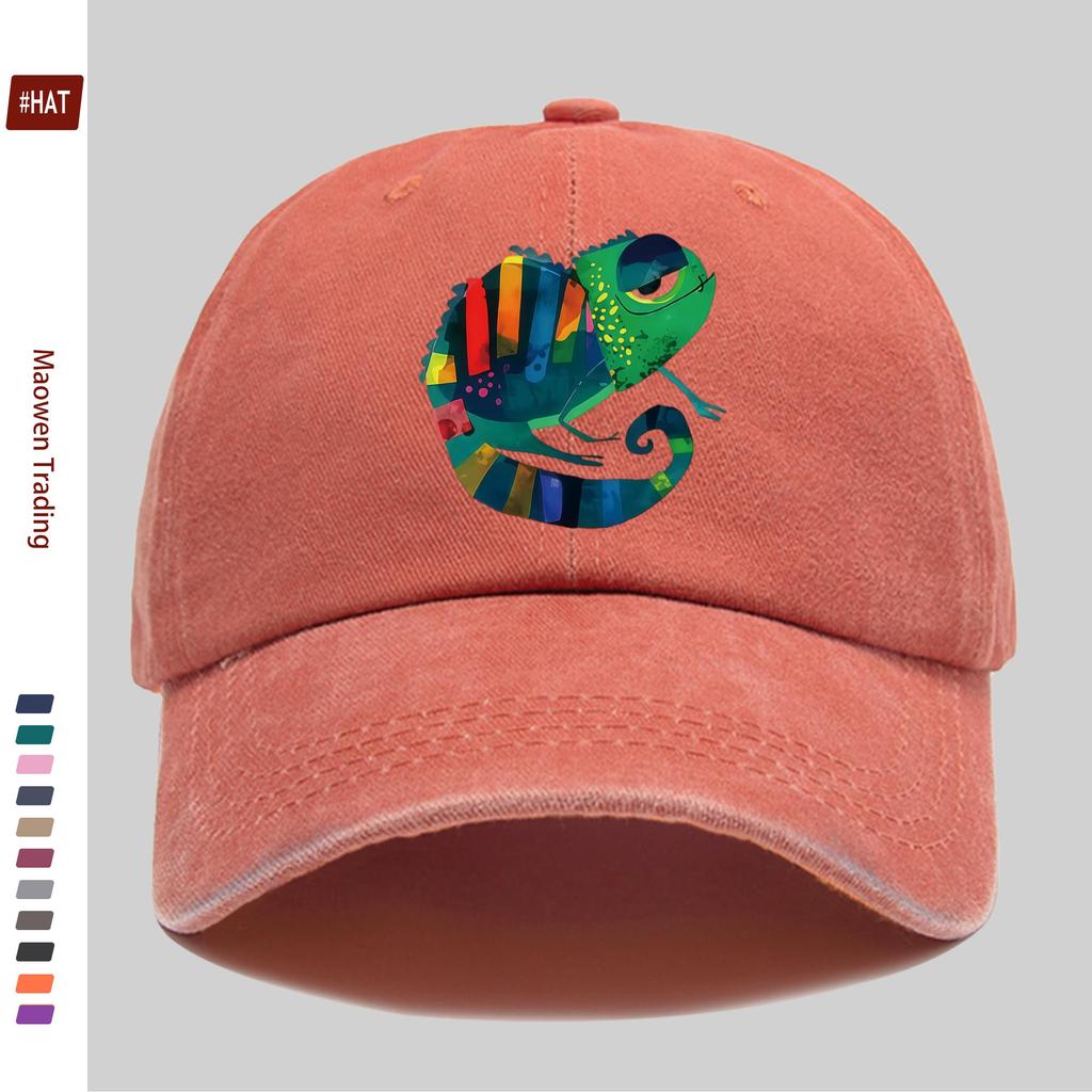 Pc Fun Chameleon Pattern Fashion Printed Baseball Cap Trucker Sun Hat with Cute Pet Print Comfortable and Lightweight Papa Ha