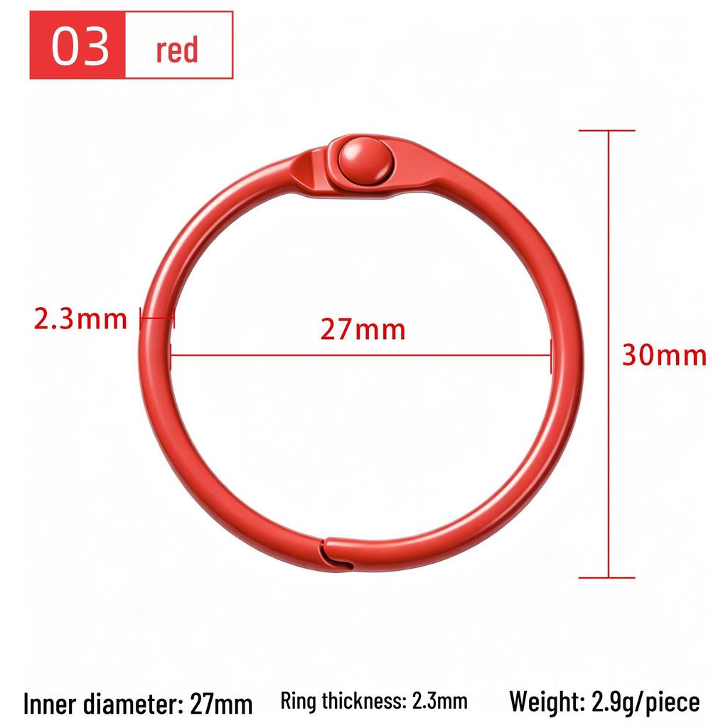30mm Colorful Metal Book Ring & Keychain Buckle - DIY Open Jump, Loose-Leaf & Card Holder