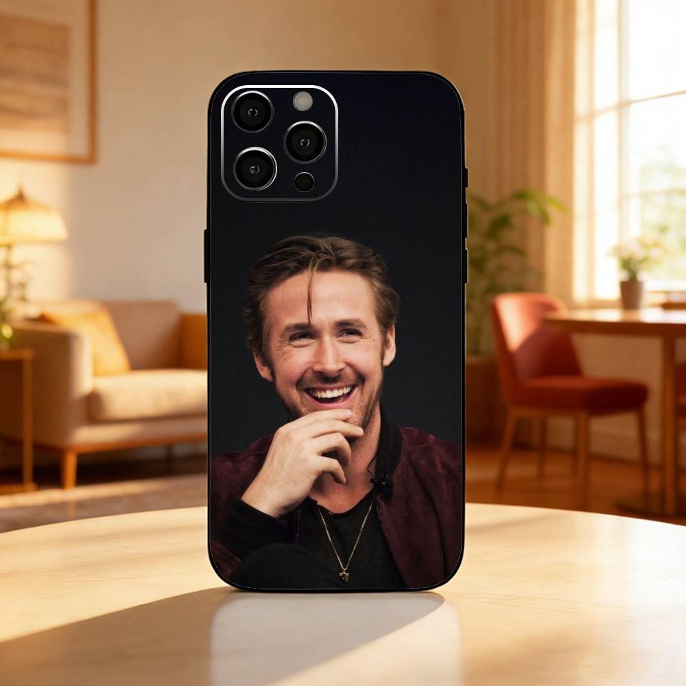 Ryan G-Gosling Phone Case For iPhone17,16,15,14,13,12 Plus,Max Soft Silicone Black Cover
