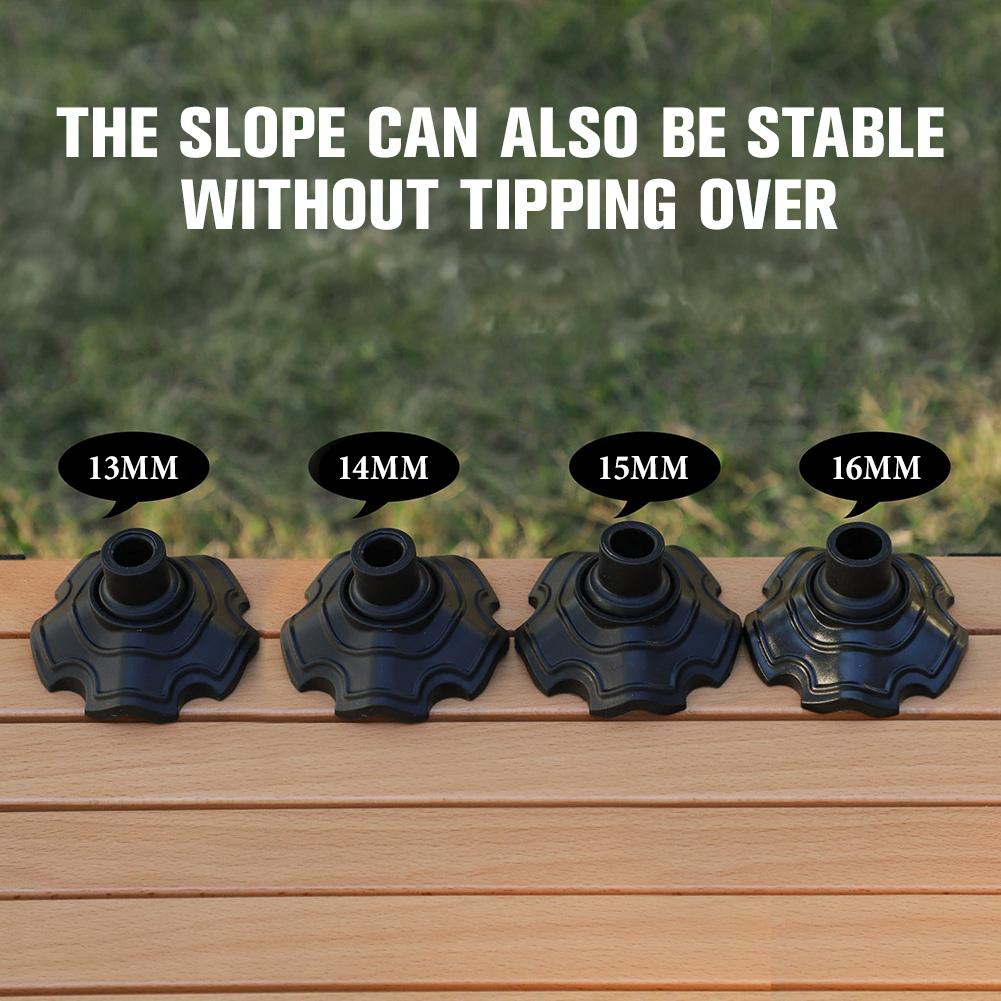 4 STÜCKE Outdoor Camping Mondstuhl Fußabdeckungen Rutschfest und Einsinkschutz Drehbare Fußpolster Campingzubehör