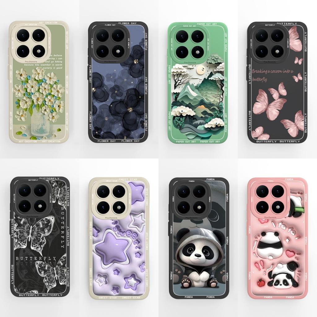 For Xiaomi 14 14T 15 15T 17 Pro Max Phone Case Cute Cartoon Pandas Liquid Silicone Full Protective Cover Anti Drop Fundas Bumper