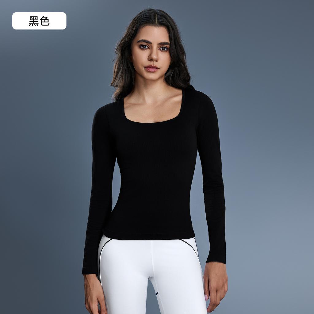 Seamless One-piece Woven Yoga Wear for Women, Versatile Slimming Base Shirt, Stretch Slim Fit Sports Long-sleeve Top for Women D11111