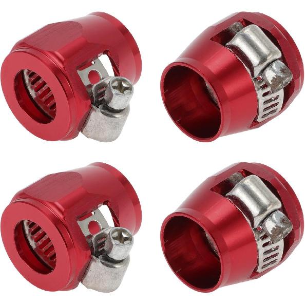 AN8 Hose Finisher Clamp/Rubber Hoses End Finisher for Oil Fuel Tube/Durable Aluminum Alloy/4 Pcs Red красный