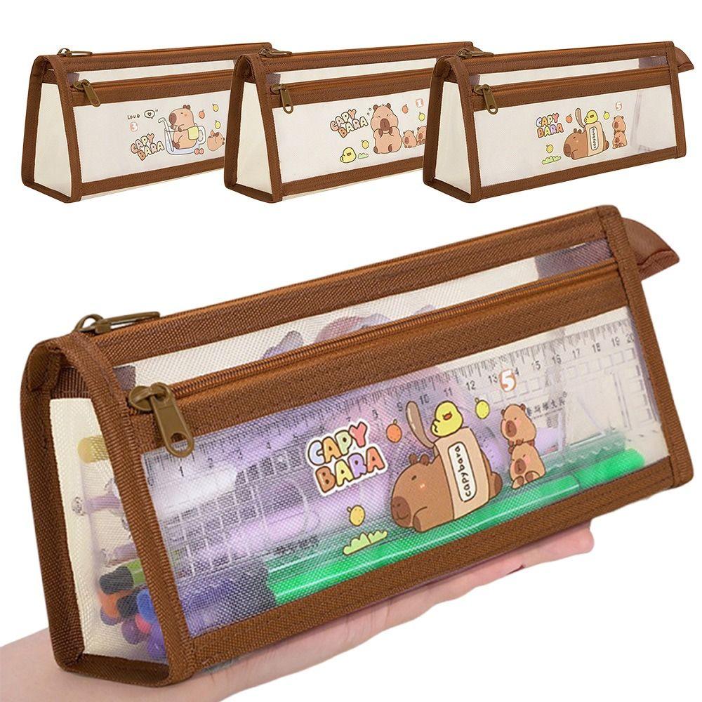 Mesh Pen Bag Capybara Stationery Bag Multi-functional Pencil Case  Gift