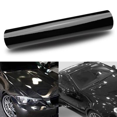152x30CM juodas blizgus vinilo plėvelė Blizgus Blizgus automobilio apvyniojimo folijos lipdukas su oro burbuliukais be oro burbuliukų Motociklo automobilių apvyniojimo automobilių priedais