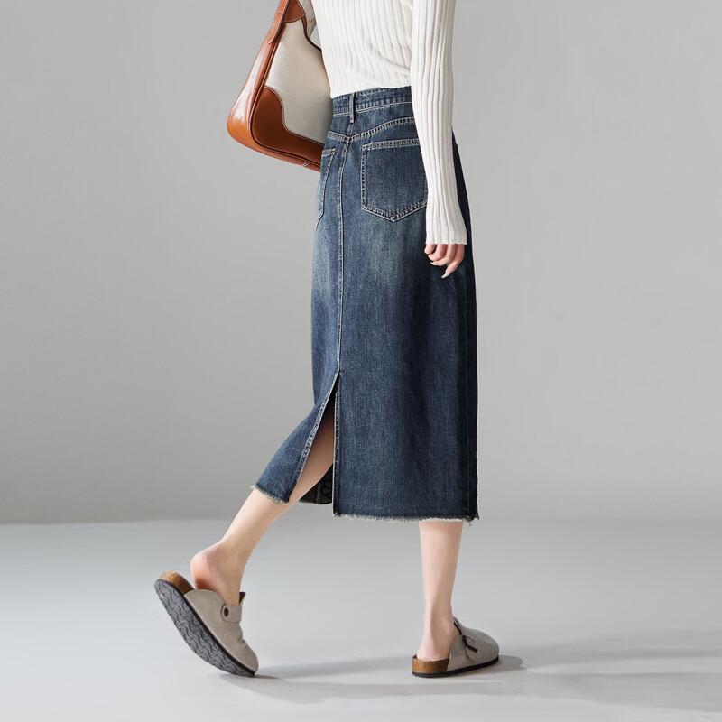 SOFSIL Women s 2026 Spring Vintage Embroidered Denim Skirt M