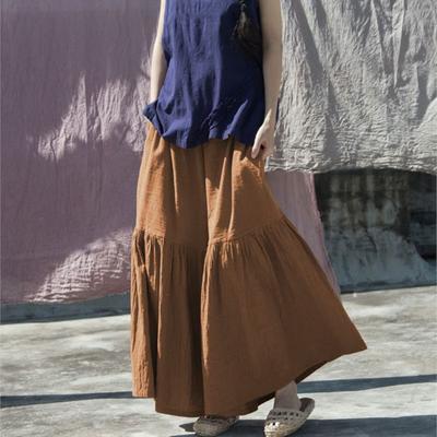 Γυναικείο vintage βαμβακερό λινό παντελόνι φαρδύ πόδι Ελαστική μέση φαρδύ καλοκαιρινό παντελόνι συνονθύλευμα παντελόνι μέχρι τον αστράγαλο