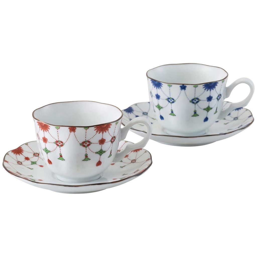 Saikai Toki Hasami Ware Coffee Cup Saucer Pair Tableware Set Cup Plate Capacity 250ml Microwave and Dishwasher Safe Made In Japan "Yorakumon" &