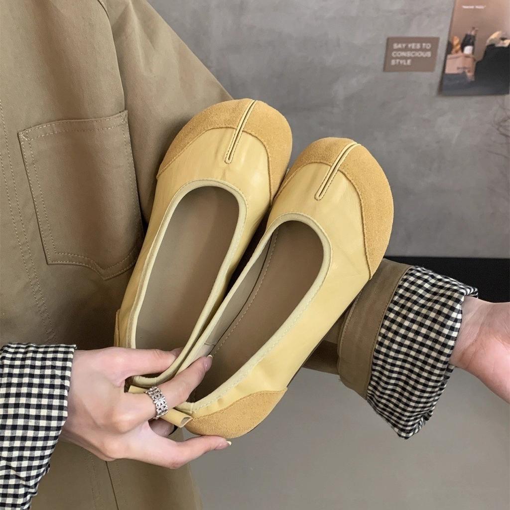 Frühlings- und Herbst-Doudou-Schuhe Bequeme weiche Sohle Flacher Ausschnitt Einzelne Schuhe Damen Ein-Fuß-Oma-Schuhe