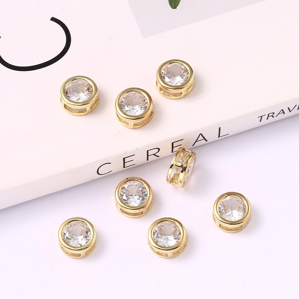 Gold Edged Zircon Love Water Drop Jewelry Accessories Diy Bracelet Necklace Accessories, Removable Hole Shoe Buckle