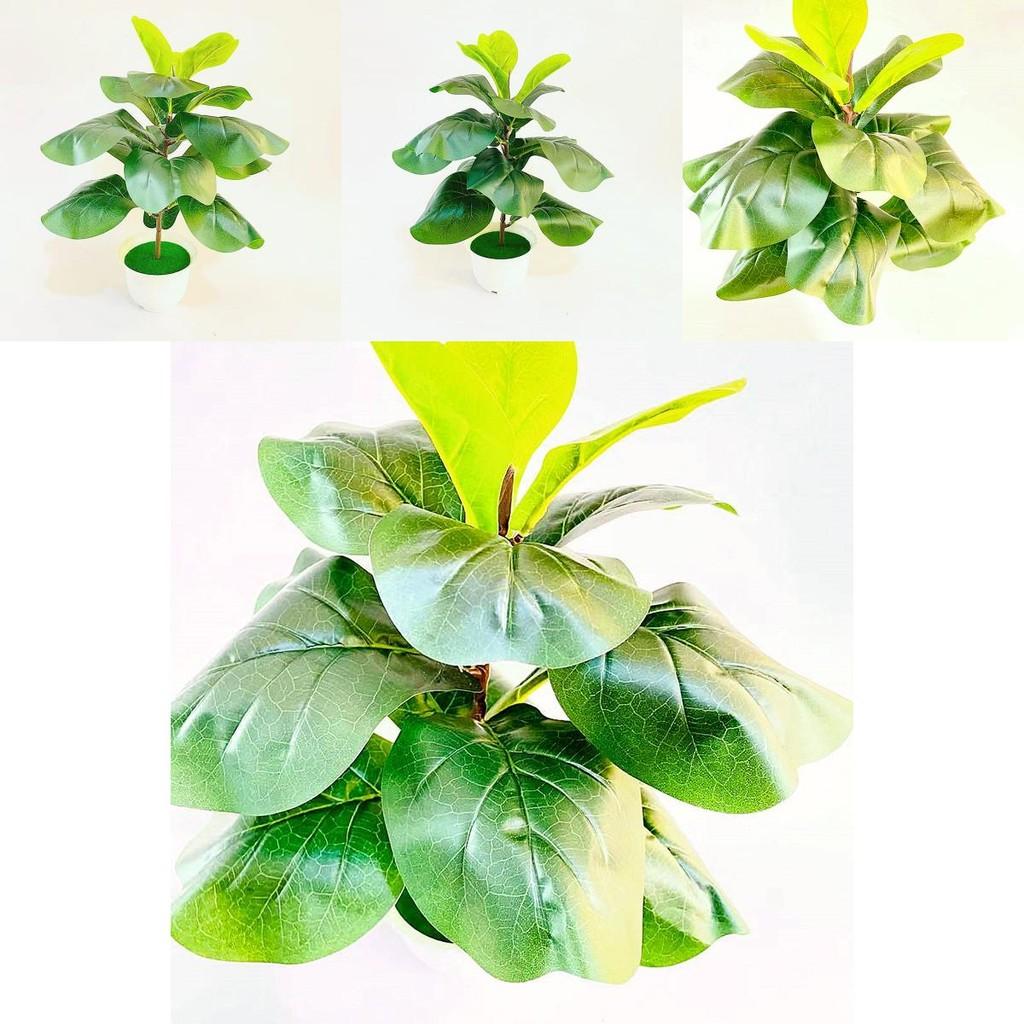 Ficus Pandurata Hance Faux Greenery With Realistic Leaves For Office And Living Room