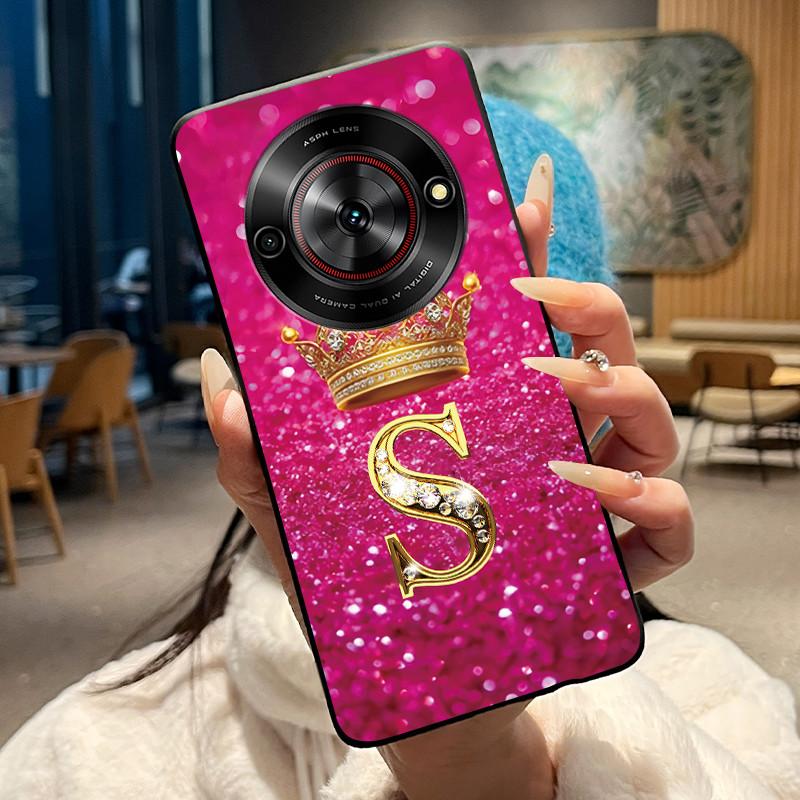 Shockproof Soft Phone Case For ZTE Blade A75 5G/ Nubia Focus 5G Bright Color and Attractive Crown Letter Pattern Casing