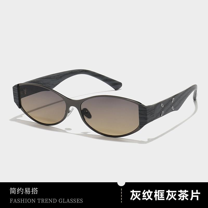 New light luxury oval personalized metal frame sunglasses women's fashion high-end sunglasses trendy sunglasses