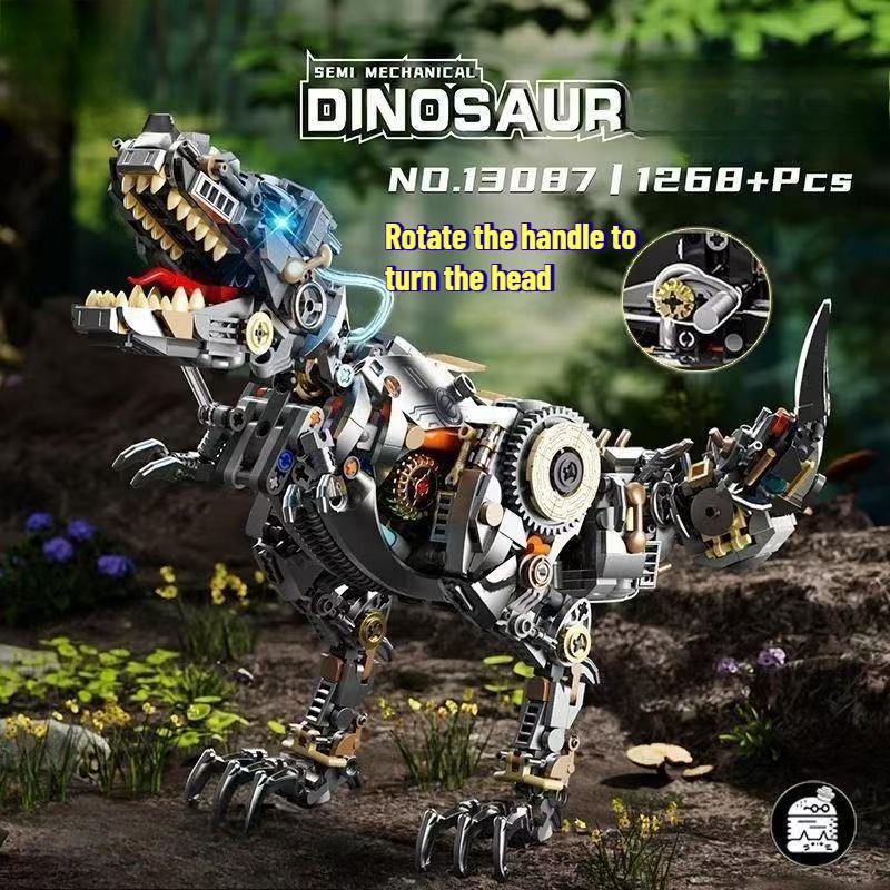 Mechanical Dinosaur Mantis Whale Shark Horse Building Blocks MOC Animal World Set With Light Bricks Kids STEM Toys Kids Gifts