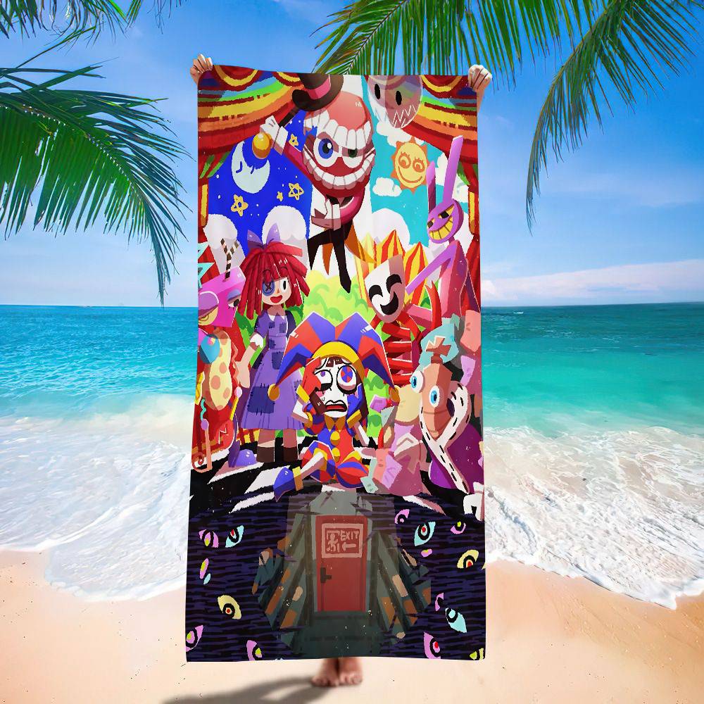 Animation A-Amazing D-Digital Circus Microfiber Printed Beach Towel Mountain Climbing Yoga Beach Soft Towel
