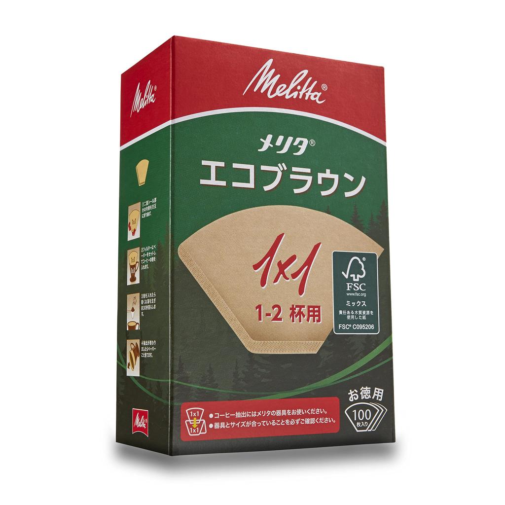 Melitta Filtrační papír na 1-2 šálky Eco Brown FSC Mix 1x1 Natural Brown 100 listů PE-11GBN
