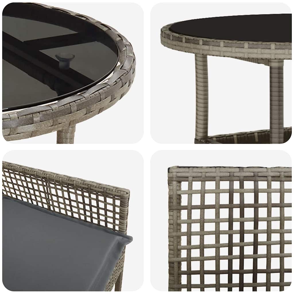 Garden Dining Set 5 pcs Grey Poly Rattan