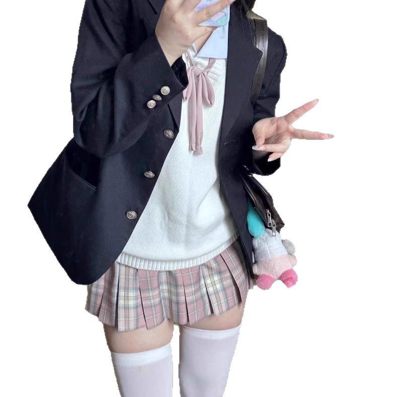 Japanese Academy Style High Waist Plaid Pleated Skirt - Flower Sea Collection