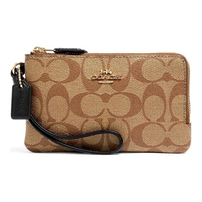 

Coach Corner Zip Double Layer Monogram Coated Canvas And Leather Wristlet Women Wristlet Khaki C1859-IMNOX Basic Set (Bag+Dust Bag)