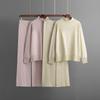 Women's Knitted Pullover Solid Color Turtleneck Loose Casual Autumn and Winter Sweater Two-piece Set