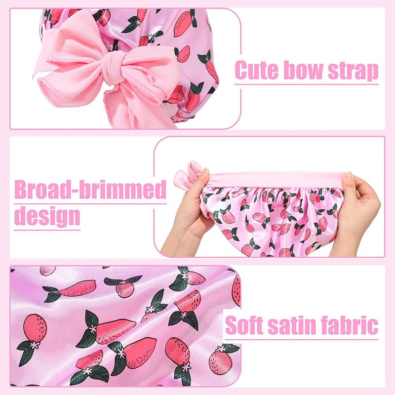 Elastic Kids Silky Satin Bonnet Cap Sleeping Hat Night Sleep Baotou Cap Cute Bow Hair Care Nightcap Bonnet Turban