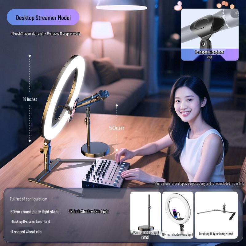 Professional Floor-standing Phone & Tablet Stand with Microphone Holder for Live Broadcasts and Streaming