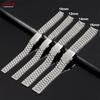 Silver Gold Solid Stainless Steel Watch Bracelet 10mm 12mm 14mm 16mm Universal Watchbands Casual Metal Double Clasp Watch Strap