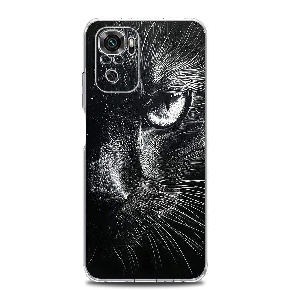 Phone Case For Xiaomi Redmi Note 15 14 13 12 4G 10 11 Pro Plus 5G 14C 13C 12C 10C Clear Soft TPU Cover Cat Line Black Cats