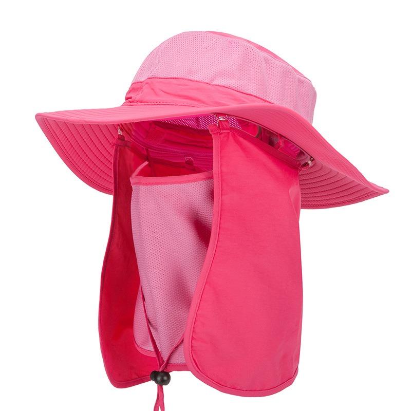 Spring and summer sunscreen cap, purple line, breathable big edge, sunshade protective bucket hat, mountaineering, cycling, fishing hat